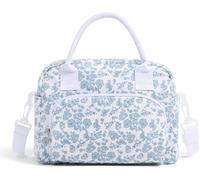 Sac isotherme Repas Femmes, 12L Grande Lunch Box Isotherme, Sac Réutilisable Imperméable avec Bandeoulière pour Filles et Adultes, Lunch Bag Pratique pour Étudian/Bureau/Pique-nique (Fleur Bleue)