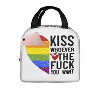 Sac Isotherme Repas Fierté Lgbt Arc-En-Ciel Gay Cœur Baiser Qui Que Tu Veux Sac À Lunch Isotherme Pour Enfants Femmes Avec Feuille D'Aluminiu Sac Thermique, Pour Pique-Nique, Enfants, Travail