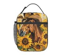 Sac Isotherme Repas Horse Sunflower And Cowboy Hat Design Nature Lovers Panier Repas Isotherme Lunch Bag Réutilisable Sac Repas Pour Bureau Pique-Nique Plage