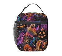 Sac Isotherme Repas Neon Ghosts Pumpkins Head Sac Repas Étanchéité Panier Repas Isotherme Lunch Bag Pour Pique-Nique Plage Homme Femme
