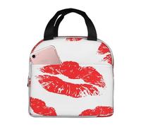 Sac Isotherme Repas Rouge à lèvres Lips Mark Kiss Red Sac à Déjeuner Portable Lunch Bag Cooler Box pour Femme Homme Enfant École Bureau