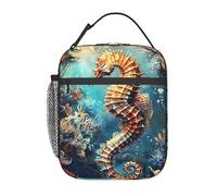 Sac Isotherme Repas The Seahorses Surrounded By Coral Lunch Bag Durable Panier Repas Léger Boîte À Déjeuner Pour Pique-Nique Étudian Bureau