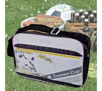 Sac isotherme, 12 litres, sac bandoulière, bleu, sac pique-nique, blanc, bandoulière réglable, zip étanche, polyester Peva, LxlxH 36x24x14 cm