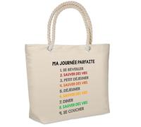 Sac isotherme sauver des vies journée parfaite Cadeau Femme Homme, Anniversaire Noël, Maman Papa | Glacière Souple Idéal pique-nique lunchbag