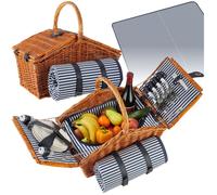 Sac isotherme - TECTAKE - Panier pique-nique USEDOM pour 4 personnes compartiment isotherme et poignée de transport intégrés