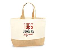 Sac Jute 1966 l'année des légendes | Bag | Idée Sac Cadeau Anniversaire Plage Marché Fête Original Famille Travail Départ Collègue Retraite