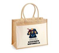 Sac jute avec pochette Super Assistante Maternelle | Cadeau Passionné Anniversaire Noël fêtes des mères Sac de shopping grande pochette