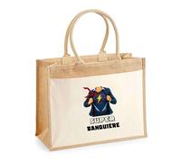 Sac jute avec pochette Super Banquière | Cadeau Passionné Anniversaire Noël fêtes des mères Sac de shopping grande pochette
