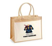 Sac jute avec pochette Super Fonctionnaire | Cadeau Passionné Anniversaire Noël fêtes des mères Sac de shopping grande pochette