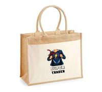 Sac jute avec pochette Super Trader | Cadeau Passionné Anniversaire Noël fêtes des mères Sac de shopping grande pochette