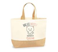 Sac jute Evelyne Bas les pattes Chat | Cabas de Plage Fête des mères Courses Coton et Toile de Jute Idée Cadeau