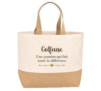 Sac jute Golfeuse une passion Cadeau Anniversaire idée cadeau femme