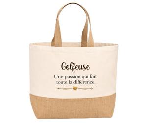 Sac jute Golfeuse une passion Cadeau Anniversaire idée cadeau femme