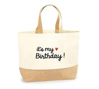 Sac Jute It's My Birthday | Cabas de Plage Courses Coton et Toile de Jute | Idée Cadeau Anniversaire Humour Fête Drôle Original Joyeux Anniversaire