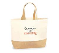 Sac Jute Je peux pas j’ai country | Bag | Idée Sac Cadeau Anniversaire Plage Marché Fête Original Famille Travail Départ Collègue Retraite