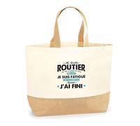 Sac Jute Je Suis Routier | Cabas de Plage Courses Coton et Toile de Jute | Idée Cadeau Chauffeur Routier Camion Humour Transport Route Convoi Drôle Original