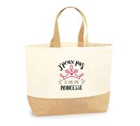 Sac Jute Je suis une Princesse | Cabas de Plage Courses Coton et Toile de Jute | Idée Cadeau Humour Drôle Marrant Original Anniversaire Fête