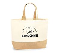 Sac Jute J'peux Pas j'ai Randonnée | Cabas de Plage Courses Coton et Toile de Jute | Idée Cadeau Nature Marche Sport Humour Original Anniversaire