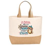 Sac jute la Maîtresse de maternelle Chouette Grain Cadeau Anniversaire | Sac de shopping