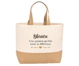 Sac jute Libraire une passion Cadeau Anniversaire idée cadeau femme