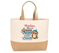 Sac jute Martine Chouette Grain Cadeau Anniversaire cadeau personnalisé