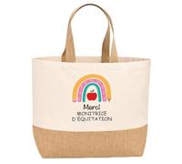 Sac jute Merci Monitrice d'équitation arc en ciel Cadeau Anniversaire femme