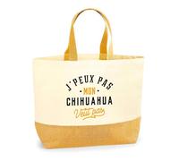 Sac Jute Mon Chihuahua ne veut pas | Cabas de Plage Courses Coton et Toile de Jute | Idée Cadeau Propriétaire Chien Humour Drôle Marrant Original Anniversaire