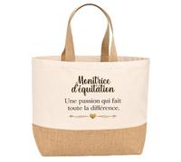 Sac jute Monitrice d'équitation une passion Cadeau Anniversaire femme