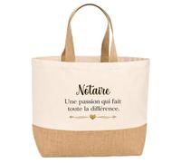 Sac jute Notaire une passion Cadeau Anniversaire idée cadeau femme original