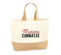 Sac Jute Pas Cher Madame Connasse | Cabas de Plage Courses Coton et Toile de Jute | Idée Cadeau Petite Amie Copine Femme Parfaite Drôle Humour Original Anniversaire Amour Unique
