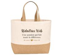 Sac jute Rédactrice Web une passion Cadeau Anniversaire idée cadeau femme
