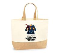 Sac jute Super Maréchal-Ferrant | Cabas de Plage Fête des mères Courses Coton et Toile de Jute Idée Cadeau