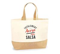 Sac Jute Totalement accro à la salsa | Bag | Idée Sac Cadeau Anniversaire Plage Marché Fête Original Famille Travail Départ Collègue Retraite