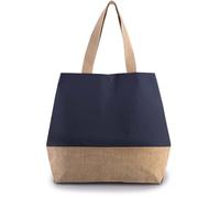 Kimood Sac shopping en toiles de coton & jute - Patriot Blue/Natural, One Size