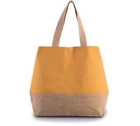 Kimood Sac shopping en toiles de coton & jute - Cumin Yellow/Natural, One Size