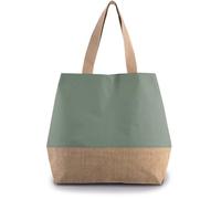 Kimood Sac shopping en toiles de coton & jute - Dusty Light Green/Natural, One Size