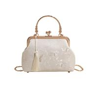 Sac Kiss Lock brodé | Grande capacité tenue dans la main de sac d'épaule de broderie de serrure de baiser brodée par fleur