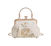 Sac Kiss Lock brodé | Grande capacité tenue dans la main de sac d'épaule de broderie de serrure de baiser brodée par fleur