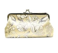Sac Kiss Lock brodé | Vintage femmes fleur broderie baiser serrure porte-monnaie Long portefeuille pochette