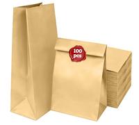 Sac Kraft 100 Pièces, Sachet Papier Kraft Brun, Sac Kraft Petit Format 11x6x20cm, Sachet Kraft Alimentaire pour Sandwich, Petite Pochette Cadeau Anniversaire, Fête, Noël, Mariage