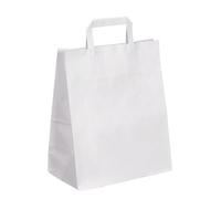 Sac kraft blanc poignées plates 32 x 26 x 14 cm - Carton de 50