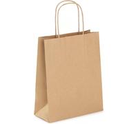 Sac Kraft Petit Format 18x8x22cm - Sac Kraft Avec Poignée Torsadée Marron - Lot De 50 Sacs En Papier - Brun