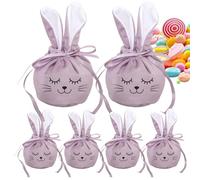 Sac Lapin Avec Oreilles - Velours 6-Pack | Sacs De Fête Sur Le Thème Du Lapin Pour Bébés Et | Sacs De Bijoux De Collation De Bonbons Pour Les Célébrations De Pâques De Bonbons De Nourriture D'