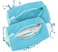 Sac Lavage Chaussures 2 Pièces, Lavage Chaussures à Machine à Laver, Réutilisables à Laver avec Fermeture Éclair et Nettoyage, Protégez Vos Chaussures Contre Les Dommages(Bleu Ciel)