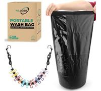 Sac Lave-Linge Manuel avec Corde à Linge Rétractable - Kit de Lavage Portable et Durable pour Voyage et Camping