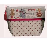 Sac Le Bonheur des Dames au point compté "Pochette Couture Chats", 23x17x8,5cm