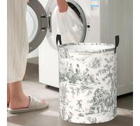 Sac Linge Sale Motif Toile De Campagne Française Grise, Noir, Corbeilles À Linge Robuste Panier À Linge Élégant Bac De Rangement Pour Dortoir Vêtements 34X42Cm