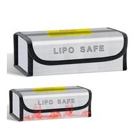 Sac Lipo Sécurisé - Sac de Stockage Batterie LiPo Ignifuge avec Pochette Anti-Feu pour Chargement et Rangement à la Maison/en Voyage - Idéal pour Drones, Voitures RC (Argent, 185x75x60mm)
