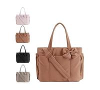 Sac Luvy, sacs fourre-tout de qualité Buffy Crush avec arc pour les voyages de travail à usage quotidien, gros sac à main léger pour les femmes, le shopping et le sac de voyage,Brown