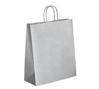 Sac magasin kraft Les "Satinés Chics" 40 x 35 x 14 cm - Carton de 50 (Argent)